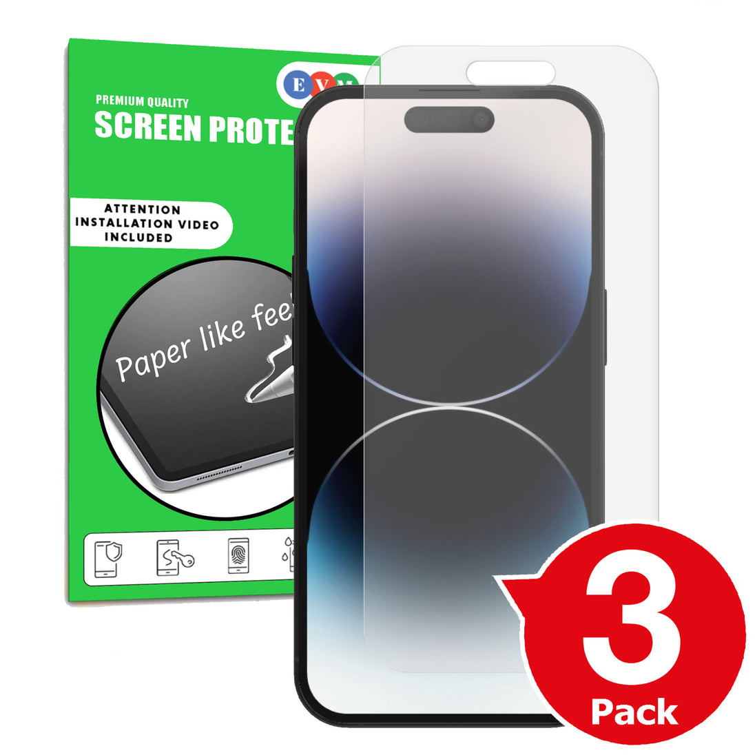 Apple iPhone 14 Pro matte screen protector anti glare paper like main image with box