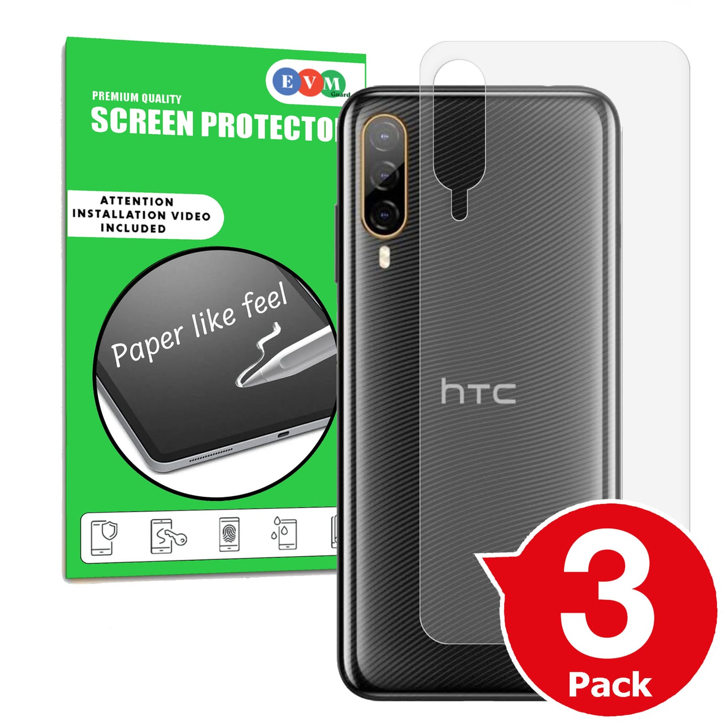 HTC Desire 22 Pro matte back protector cover paper like anti glare main image with box