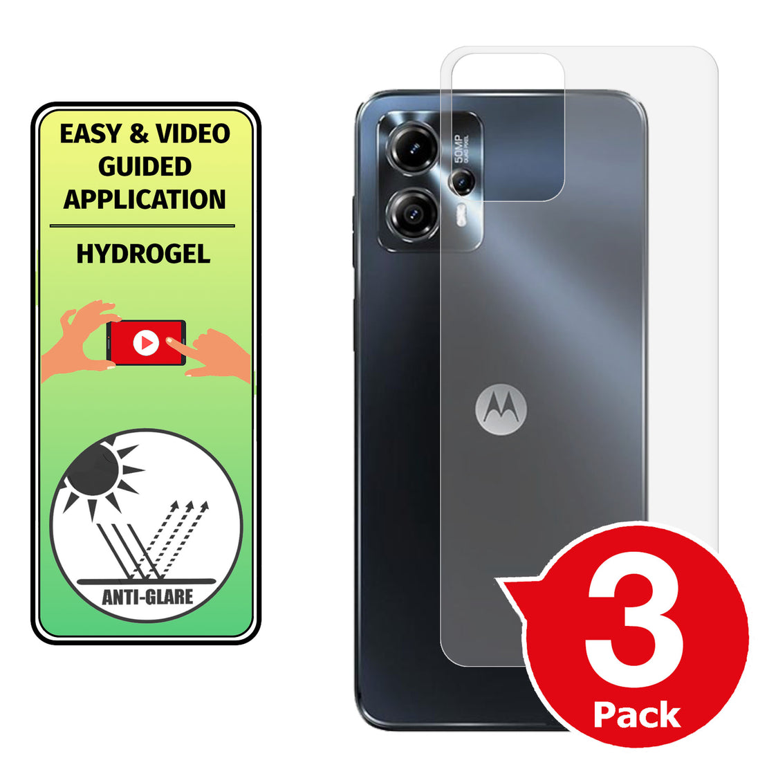 Motorola Moto G23 matte back protector cover anti glare paper like application instructions image