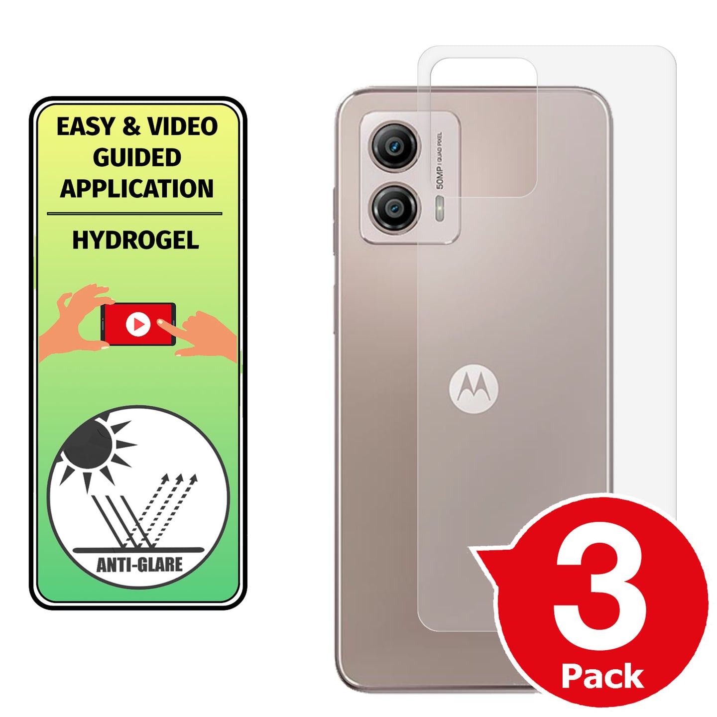Motorola Moto G53 matte back protector cover paper like anti glare application instructions image