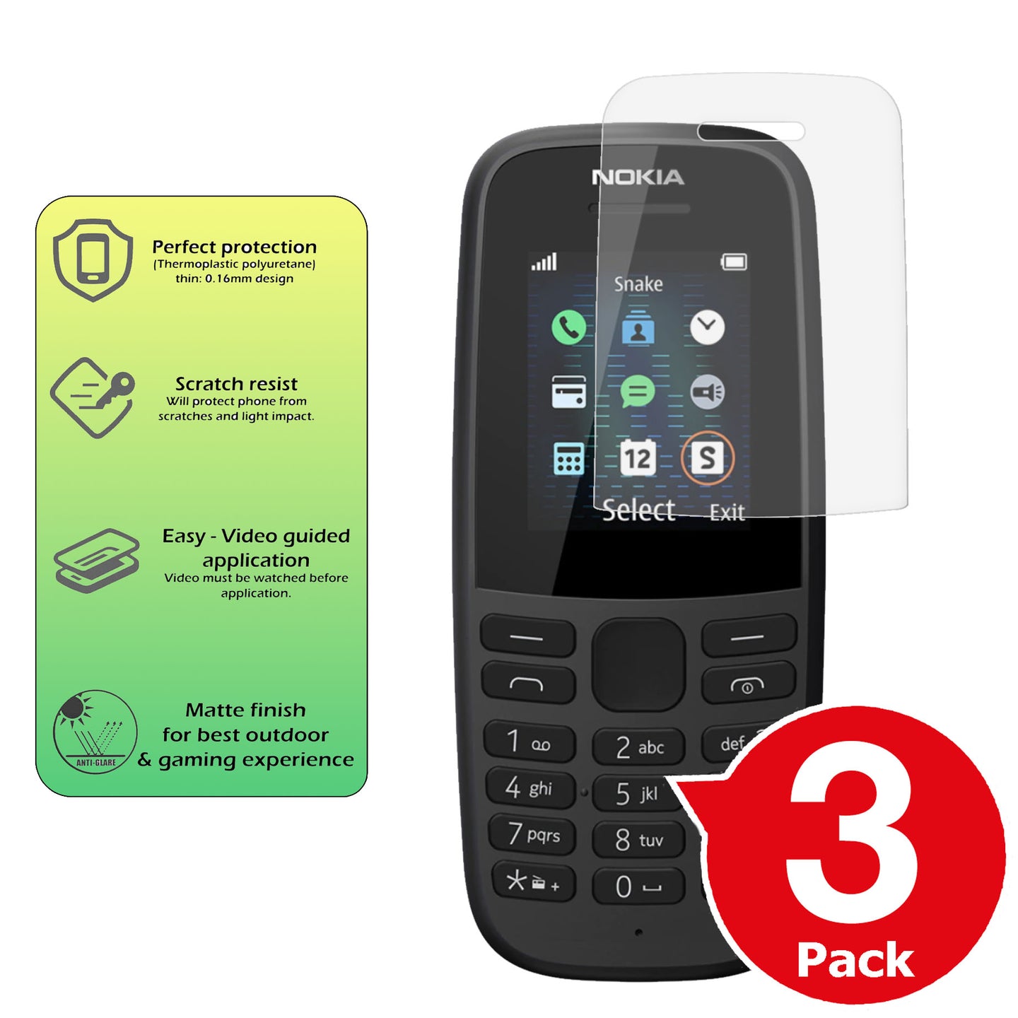 Nokia 105 2019 matte screen protector cover paper like anti glare summary image