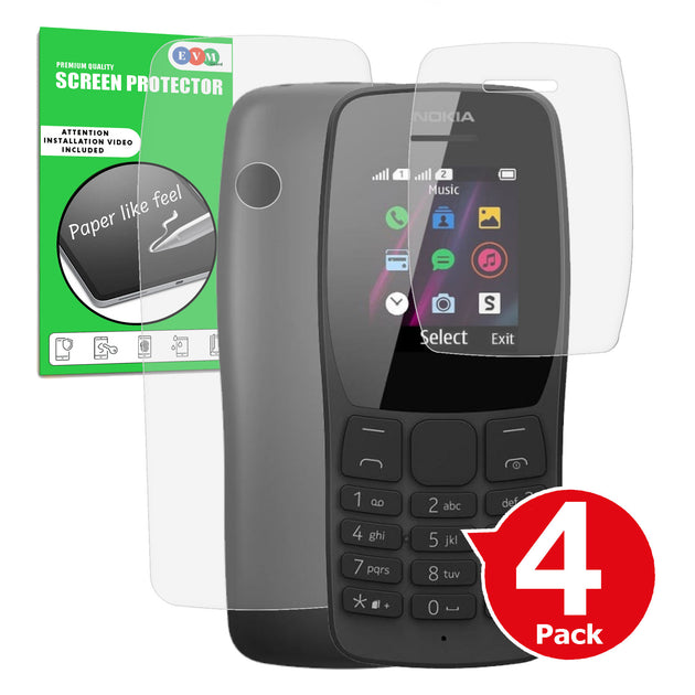 Nokia 110 2019 matte front and back screen protector paper like antiglare cover main image with box