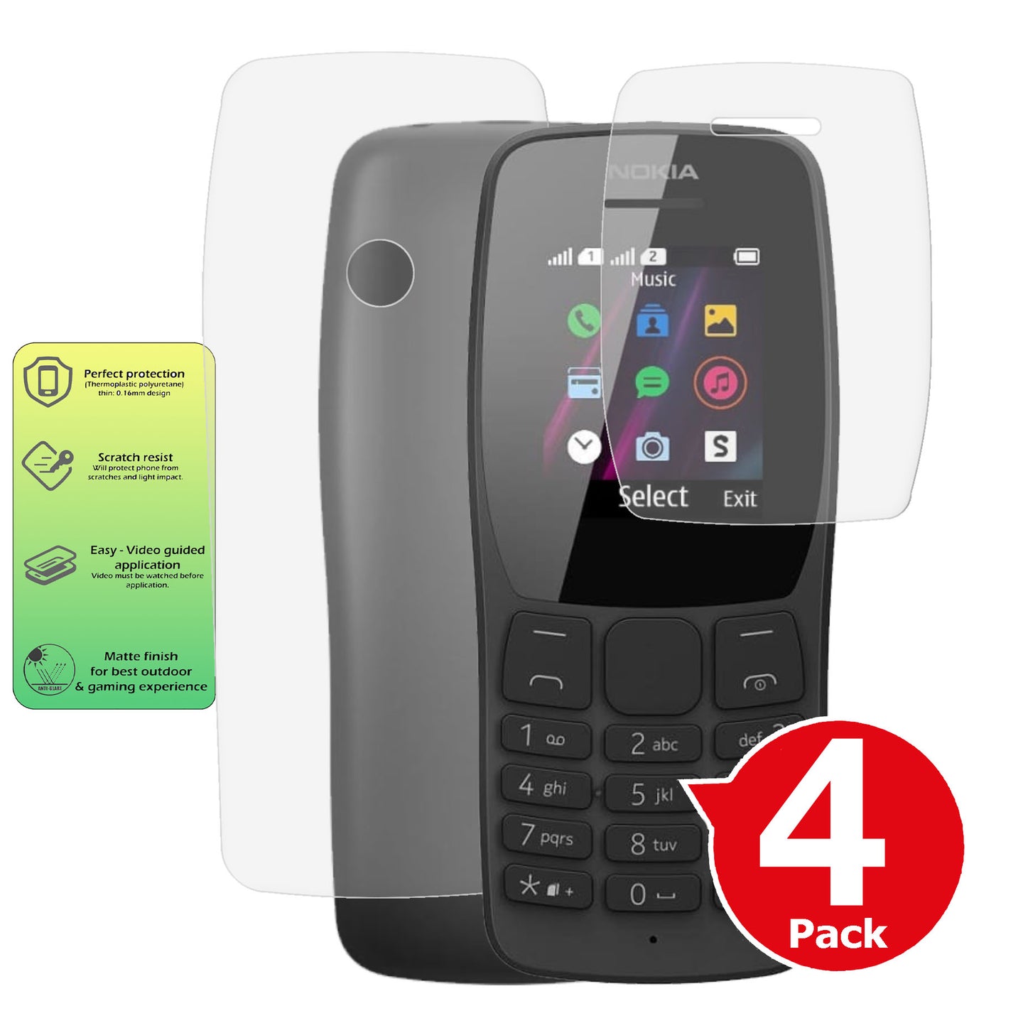 Nokia 110 2019 matte front and back screen protector paper like antiglare cover summary image