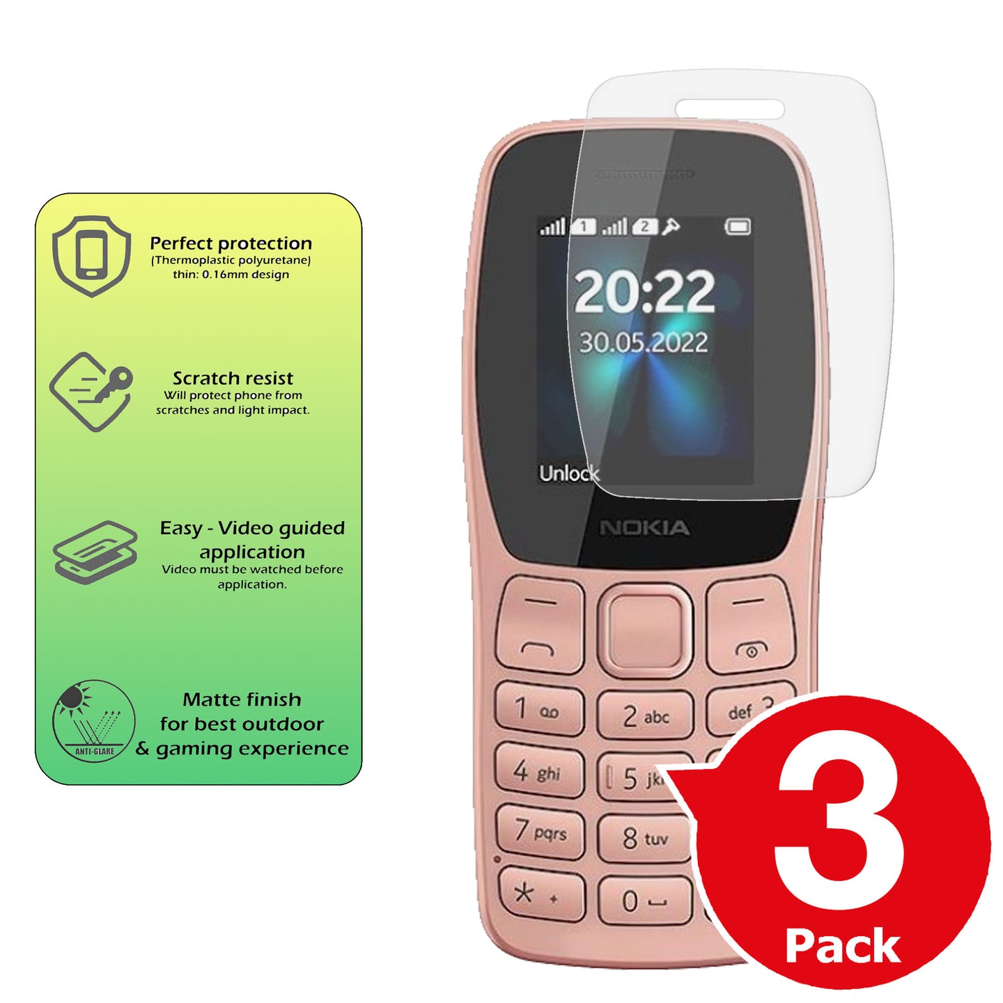 Nokia 110 2022 matte screen protector cover paper like anti glare summary image