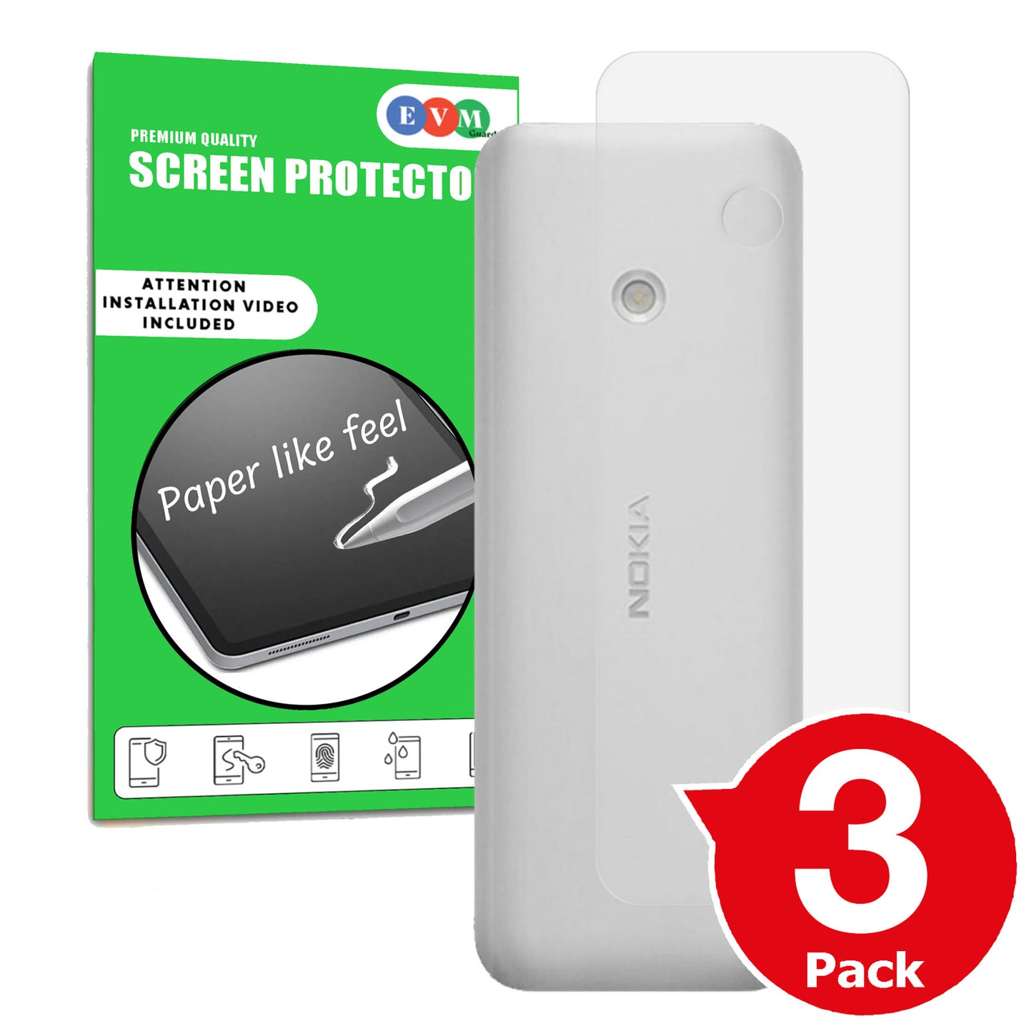 Nokia 125 matte back protector cover anti glare paper like main image with box