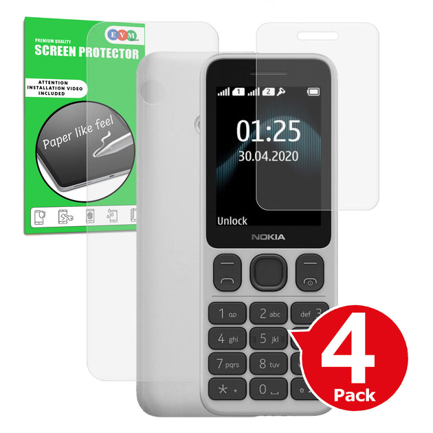 Nokia 125 matte front and back screen protector cover anti glare paper like main image with box