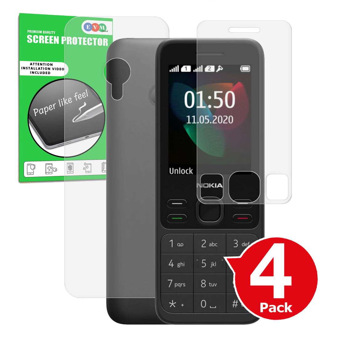 Nokia 150 2020 matte front and back screen protector cover paper like anti glare main image with box