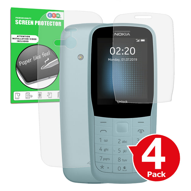 Nokia 220 4G screen protector matte anti glare paper like cover main image with box