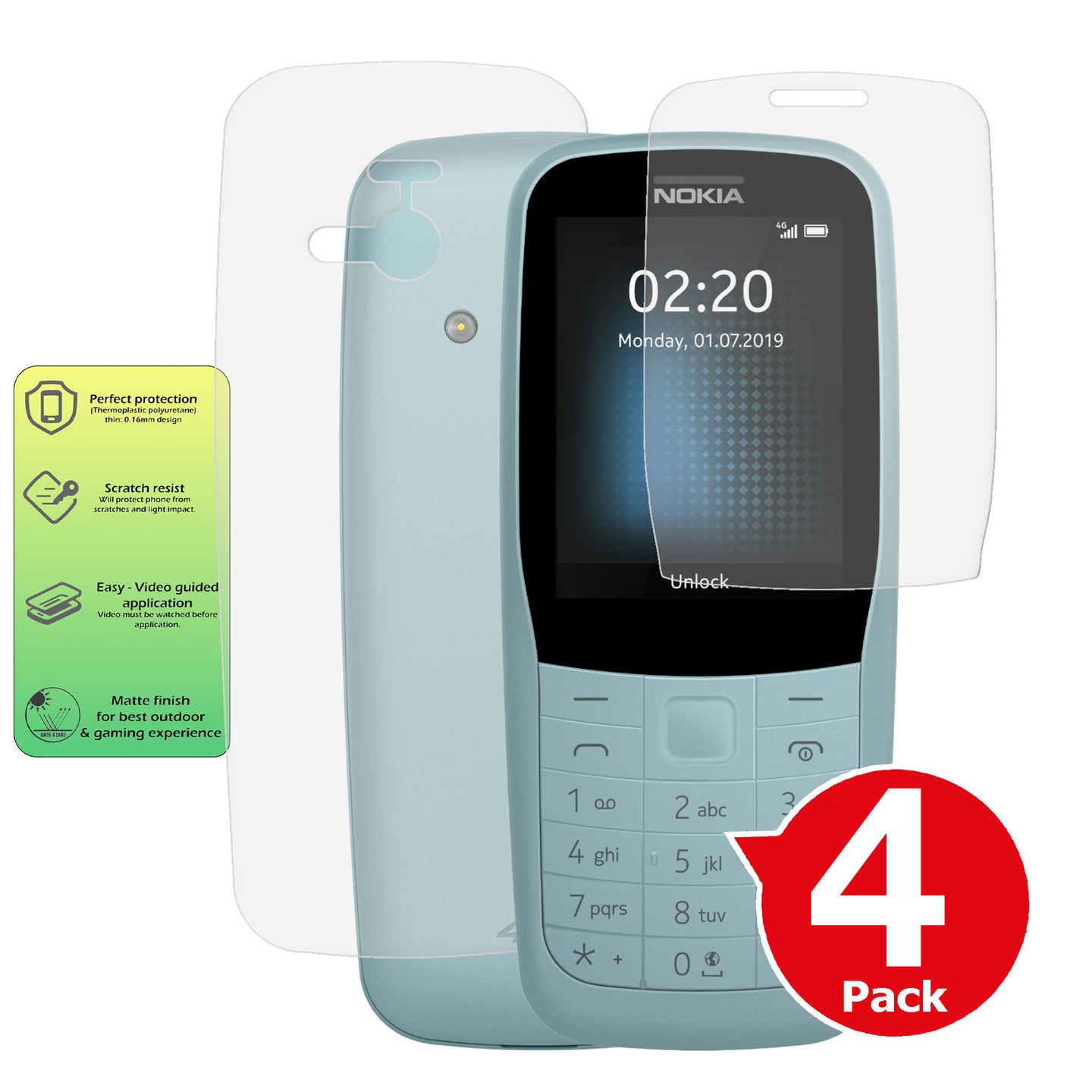 Nokia 220 4G screen protector matte anti glare paper like cover summary image