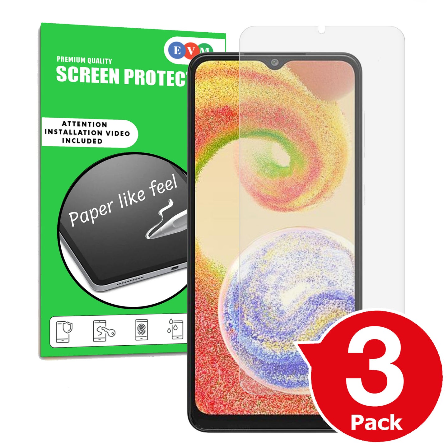 Samsung Galaxy A04 matte screen protector anti glare paper like main image with box