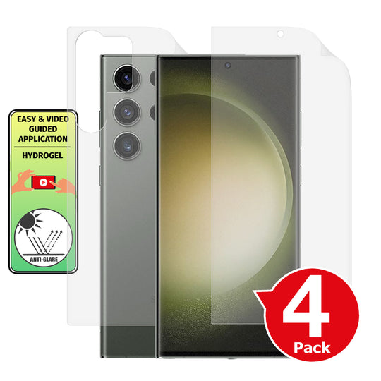 Samsung Galaxy S23 Ultra matte front and back screen protector anti glare paper like application instructions image