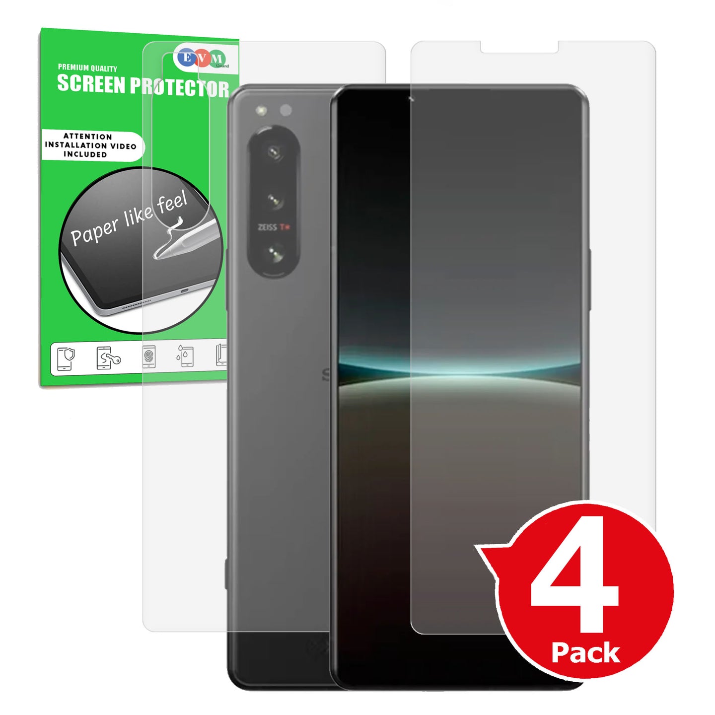 Sony Xperia 5 IV matte front and back screen protector cover paper like anti glare main image with box